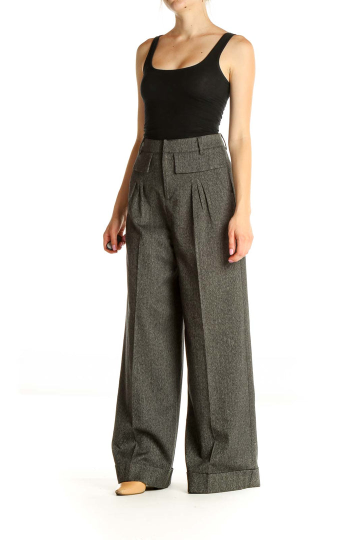 Gray Textured All Day Wear Palazzo Pants