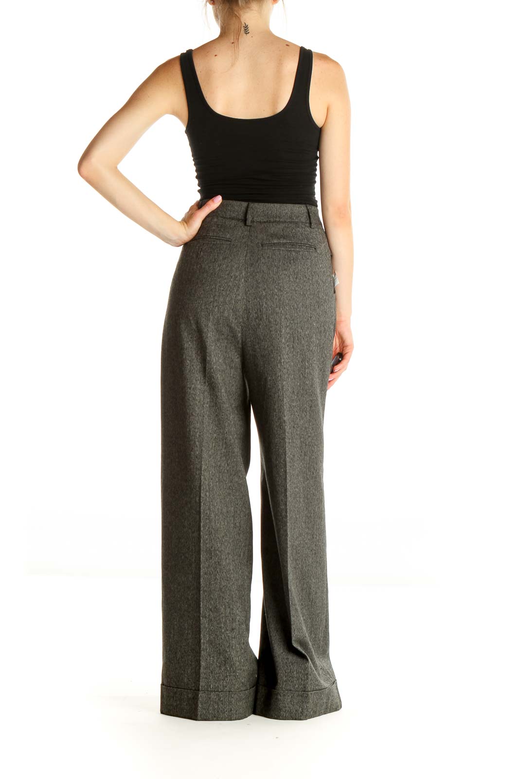 Gray Textured All Day Wear Palazzo Pants