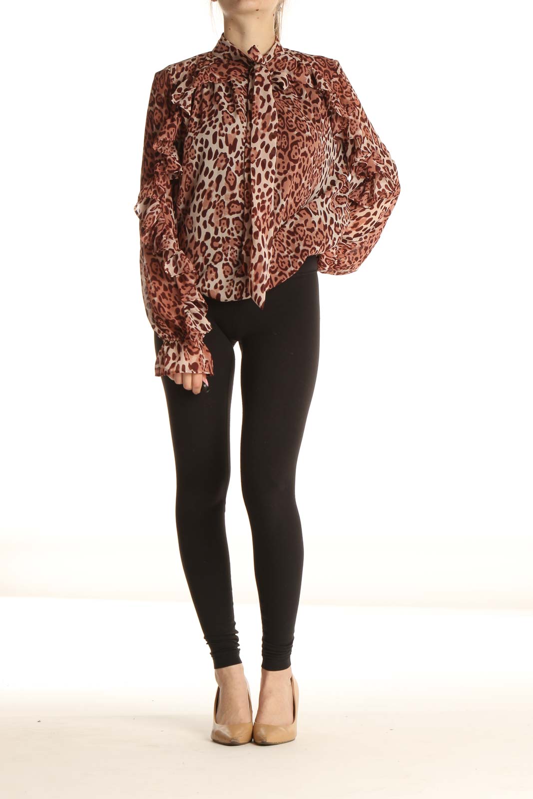 Brown Animal Print Chic Blouse