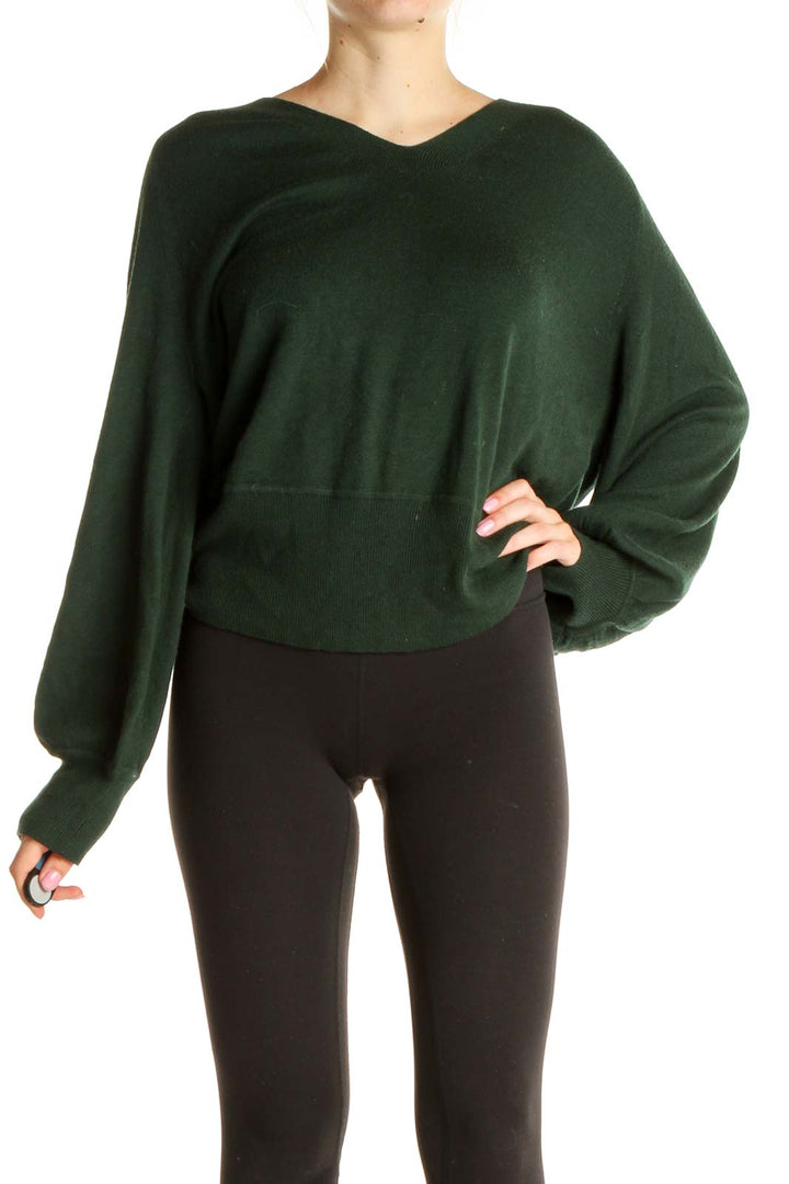 Green Solid Classic Sweater