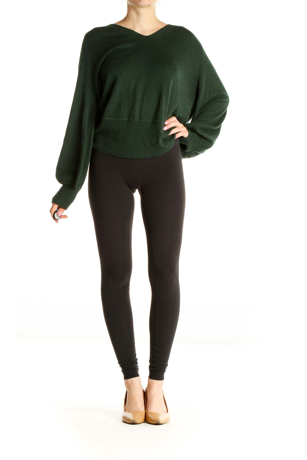 Green Solid Classic Sweater