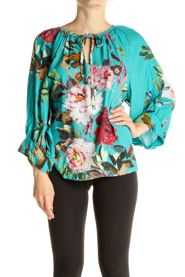 Blue Floral Print Blouse