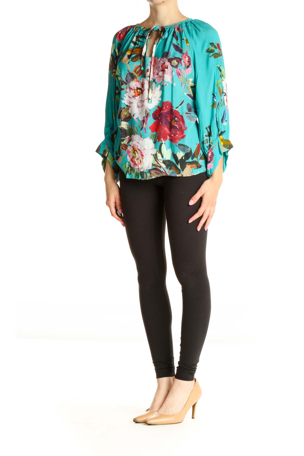 Blue Floral Print Blouse