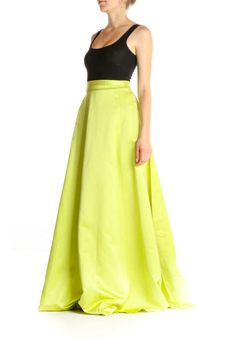 Yellow Green Formal Flared Skirt