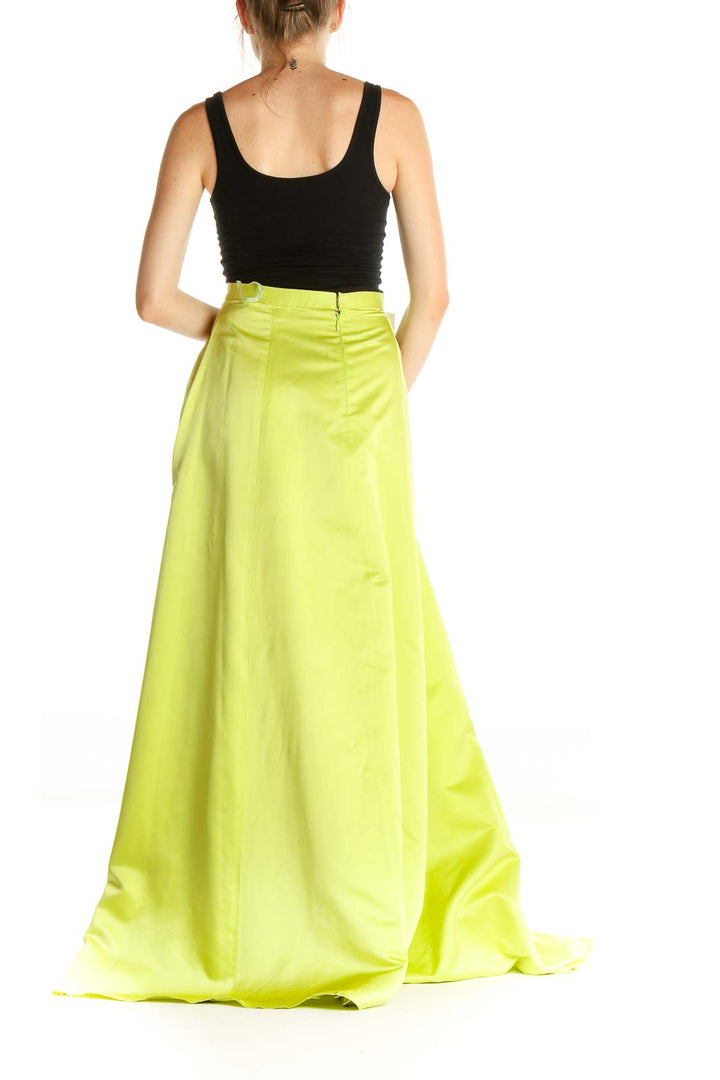 Yellow Green Formal Flared Skirt