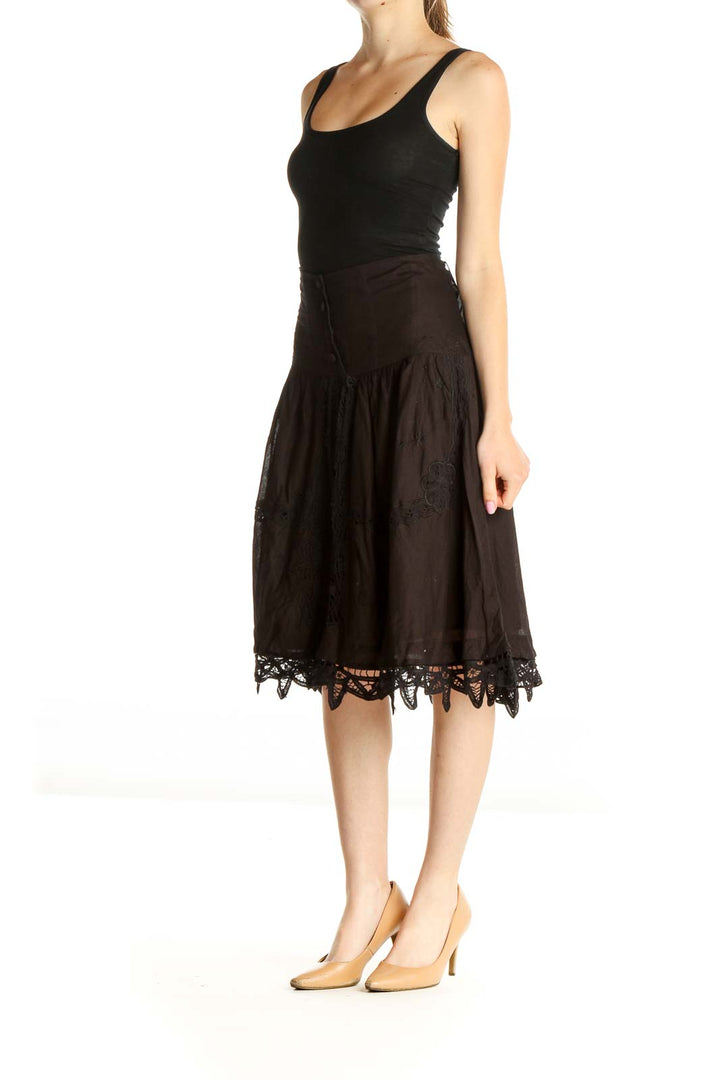 Black Brunch Flared Lace Skirt