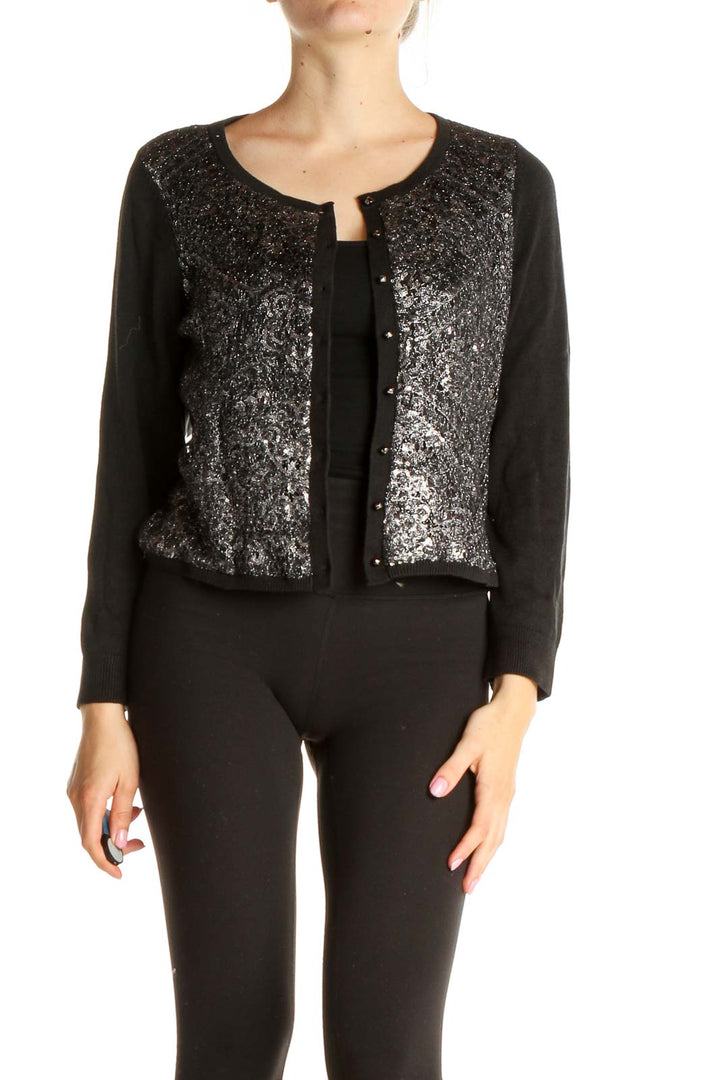 Black Sequin Cardigan