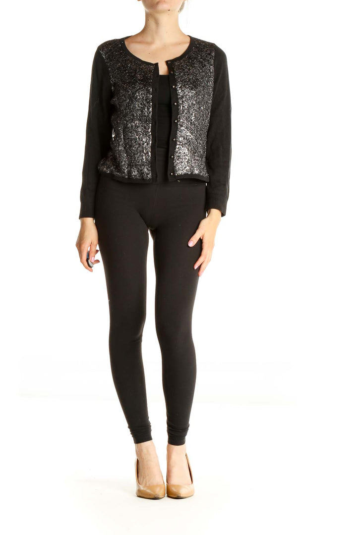 Black Sequin Cardigan