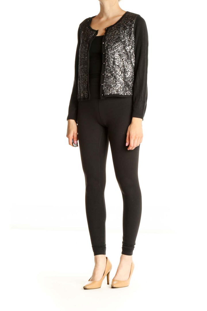 Black Sequin Cardigan