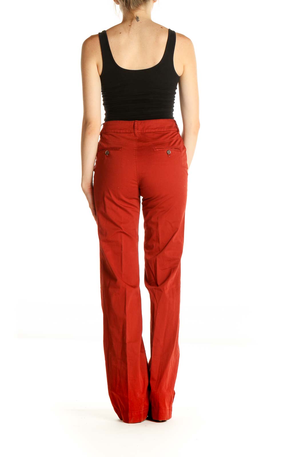 Red Solid Chic Trousers