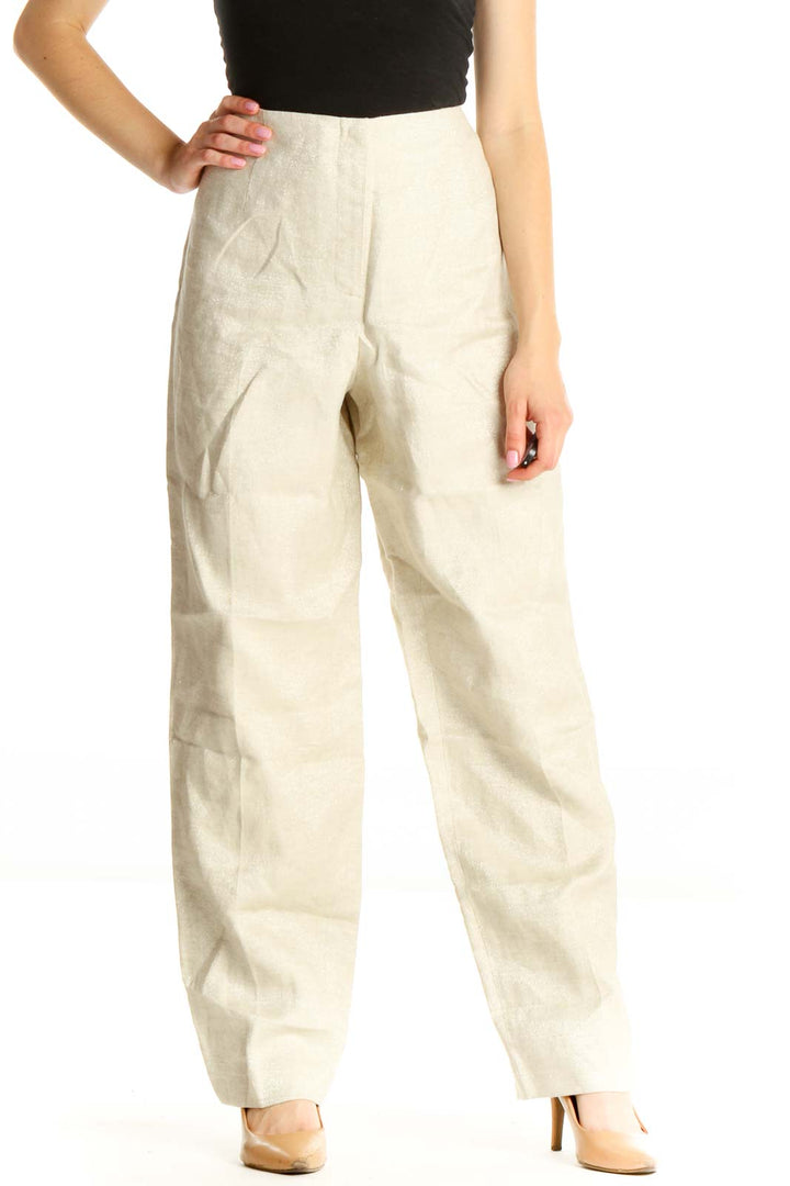 Beige Shimmer Classic Trousers