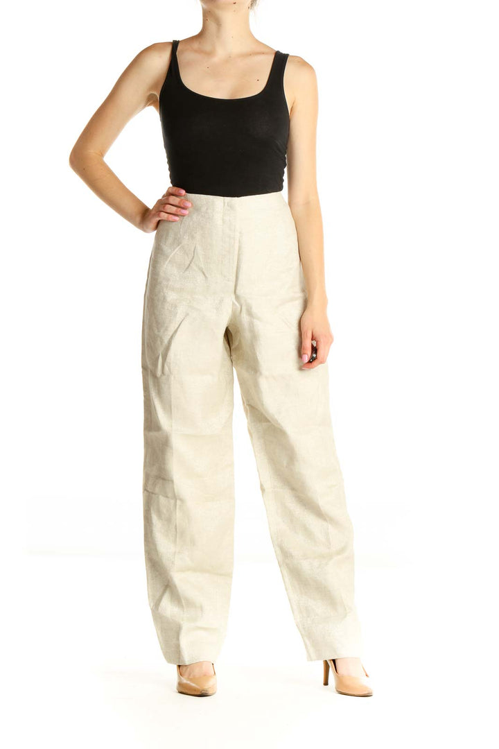 Beige Shimmer Classic Trousers