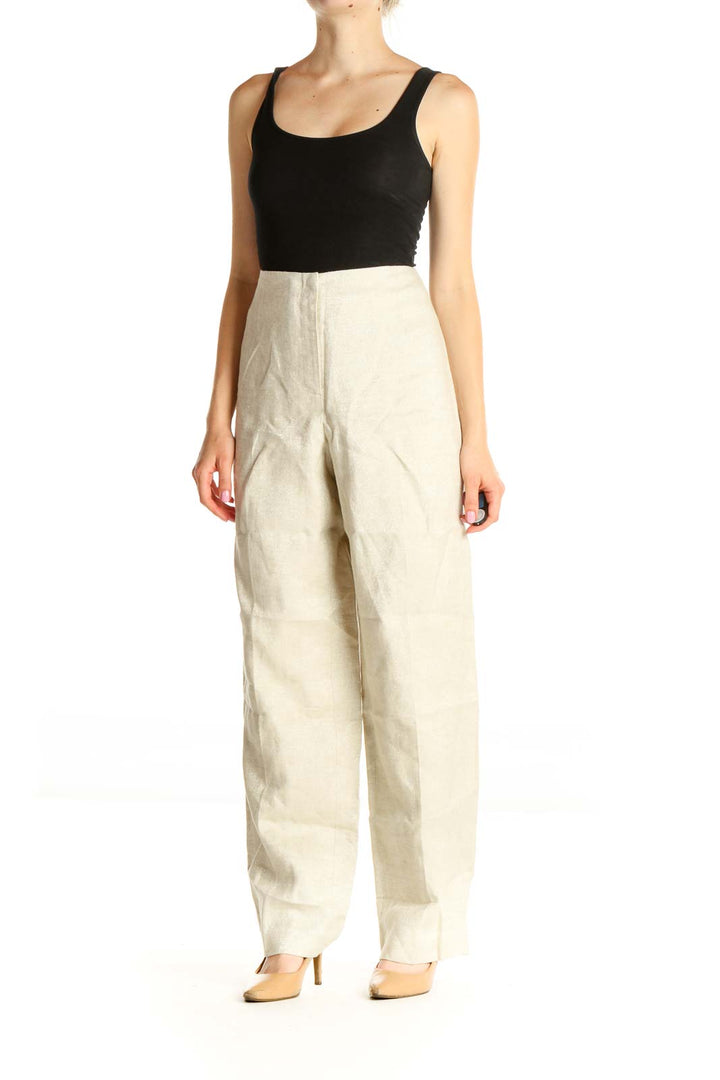 Beige Shimmer Classic Trousers