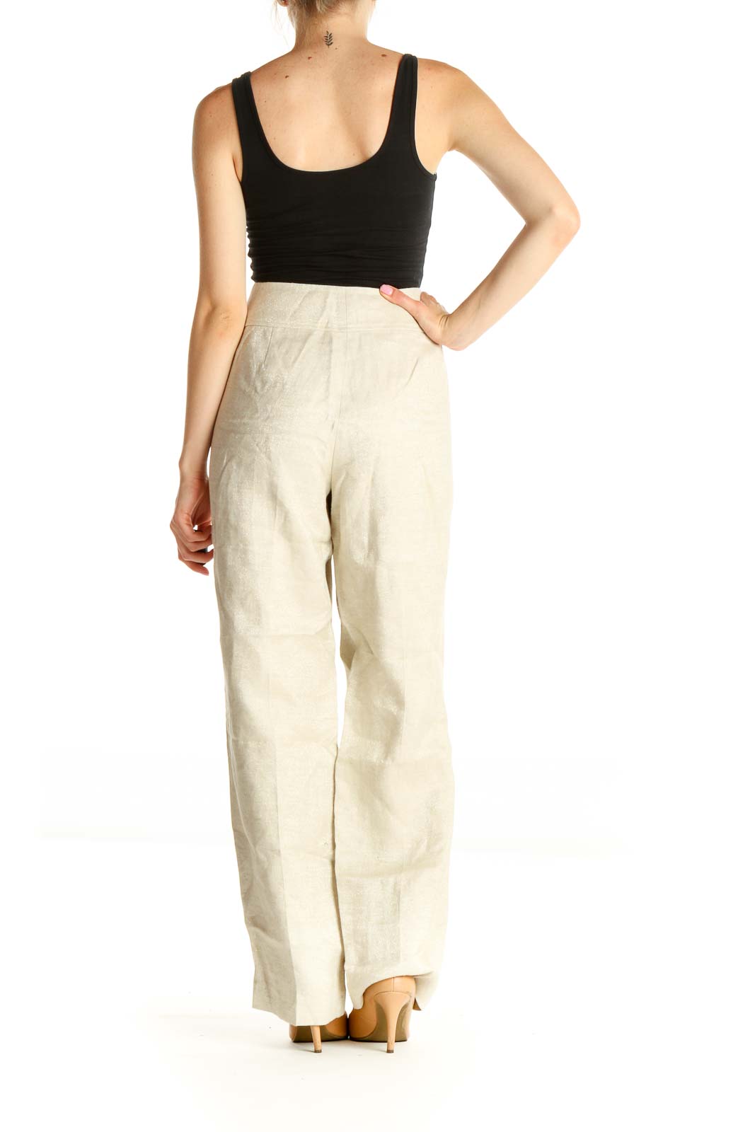 Beige Shimmer Classic Trousers