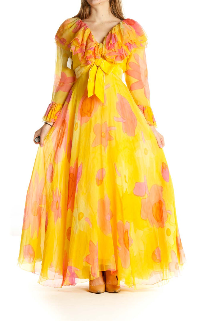 Yellow Floral Retro Fit & Flare Dress