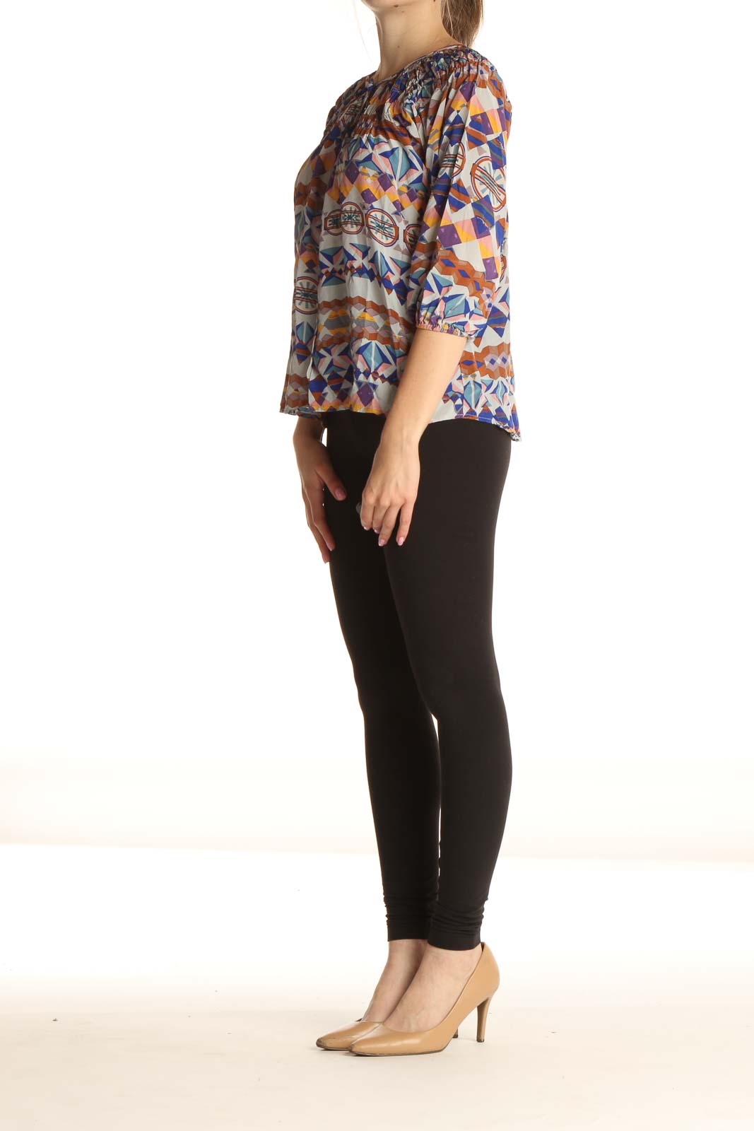 Blue Aztec Print Bohemian Blouse