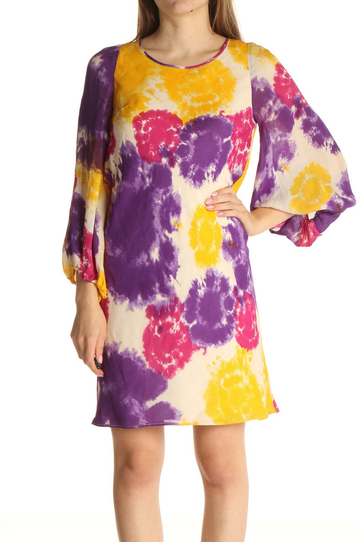 Purple Printed Day Sheath Dress