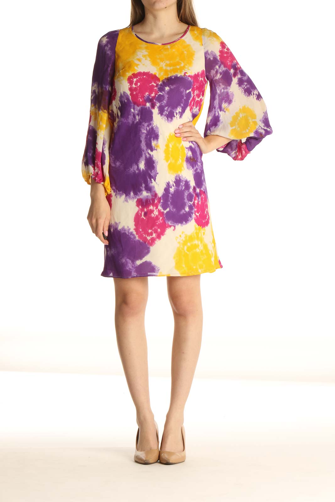 Purple Printed Day Sheath Dress