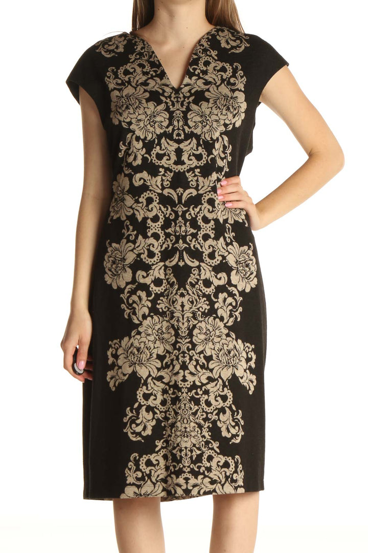 Black Printed Work Sheath Dress