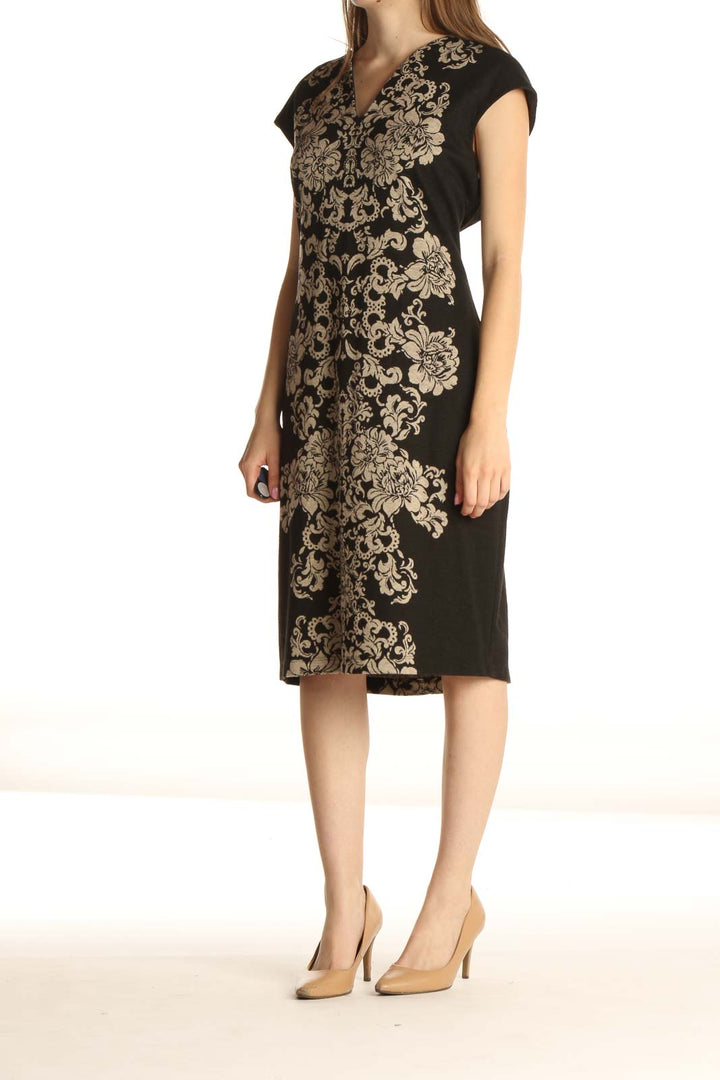 Black Printed Work Sheath Dress