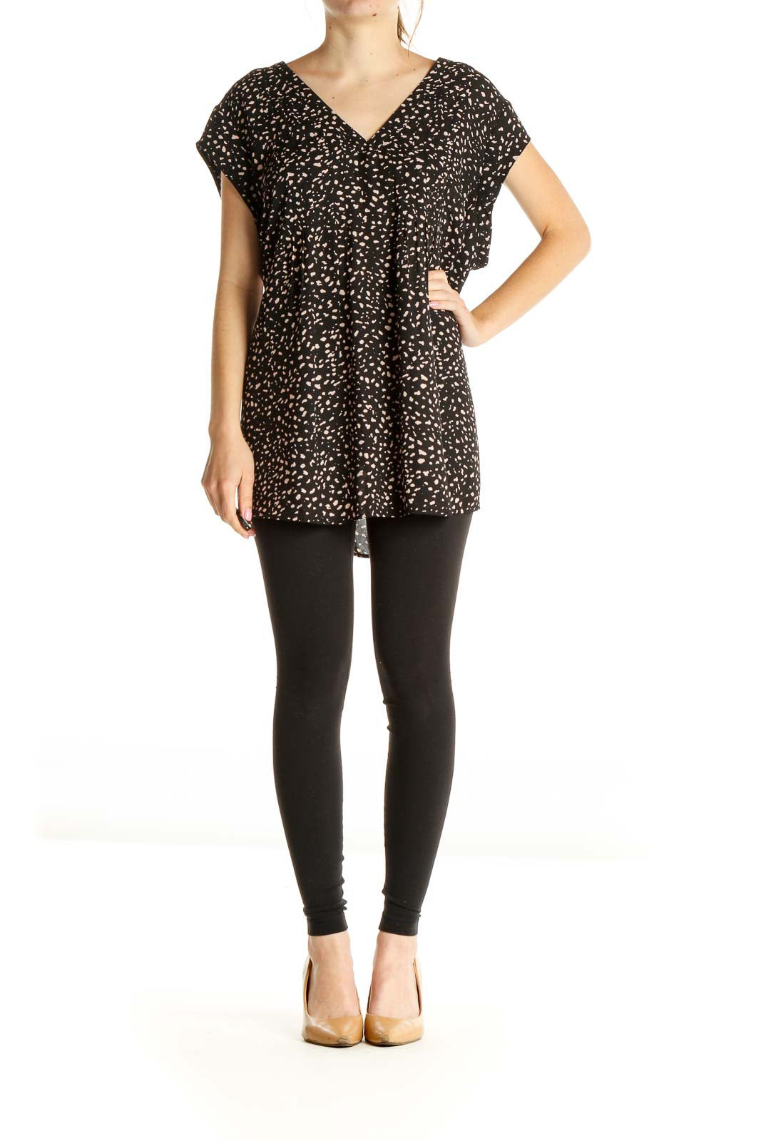 Black Polka Dot Casual Blouse