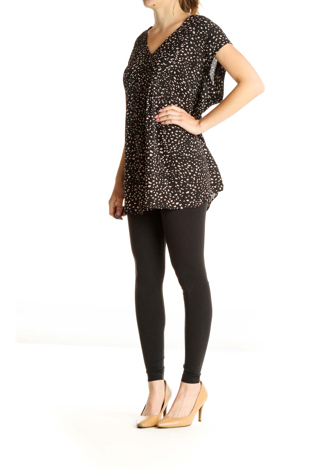 Black Polka Dot Casual Blouse