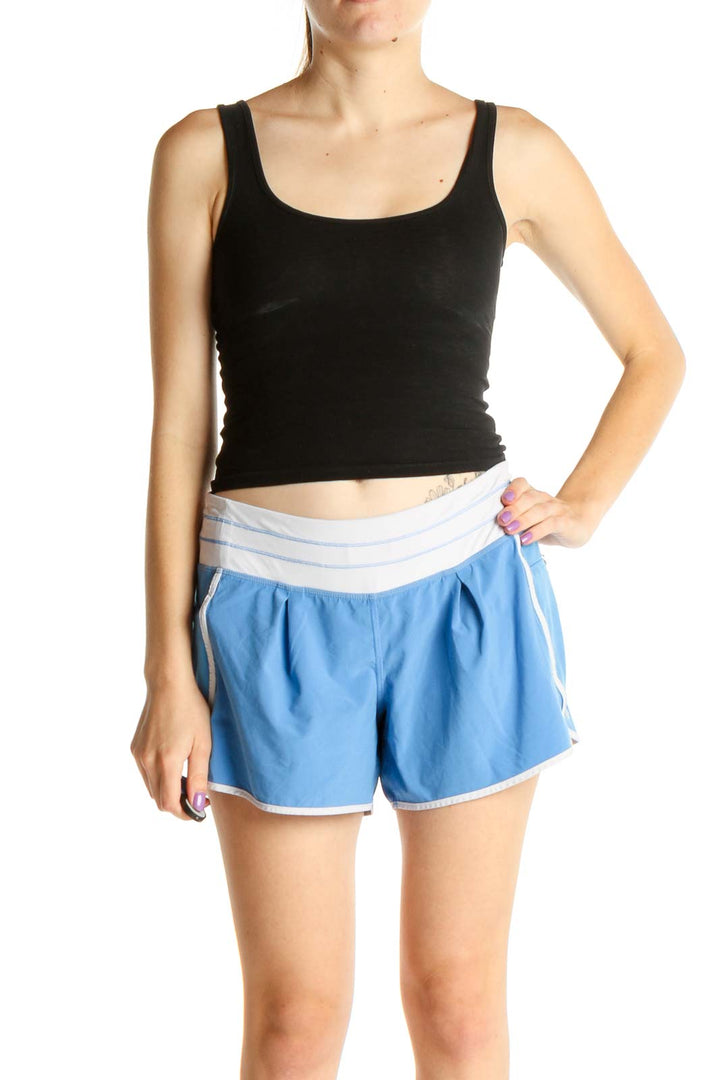 White Colorblock Activewear Shorts