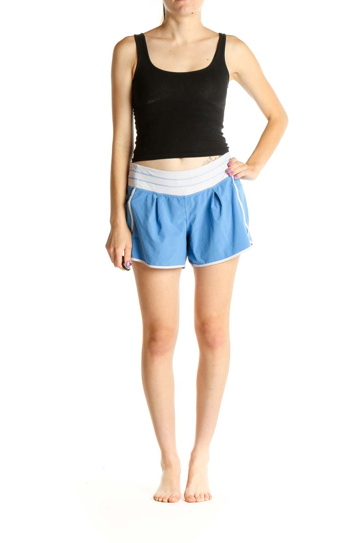 White Colorblock Activewear Shorts