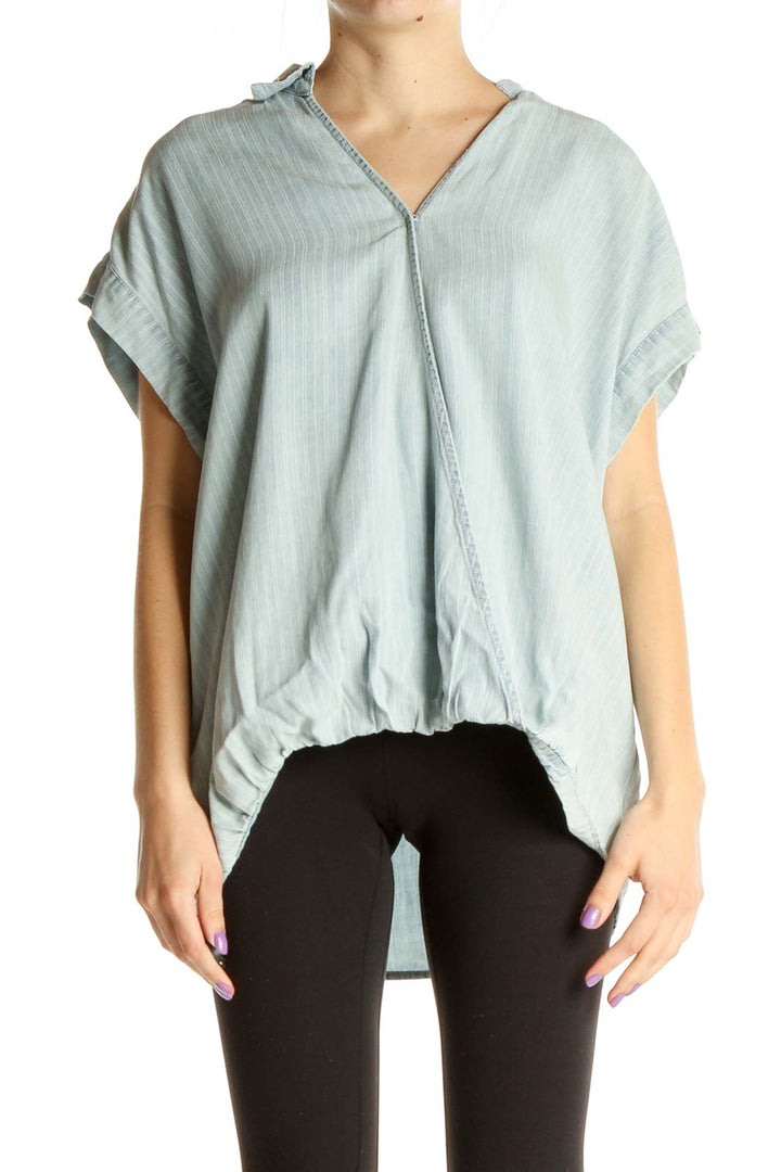 Blue Solid Casual Blouse