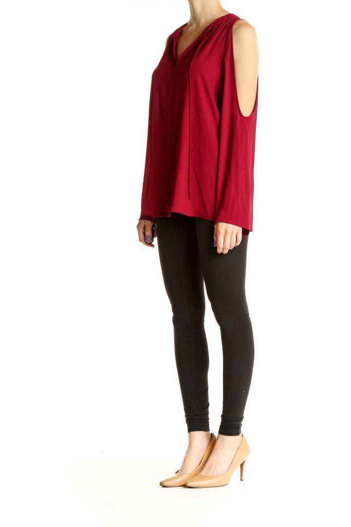 Red Solid All Day Wear Blouse