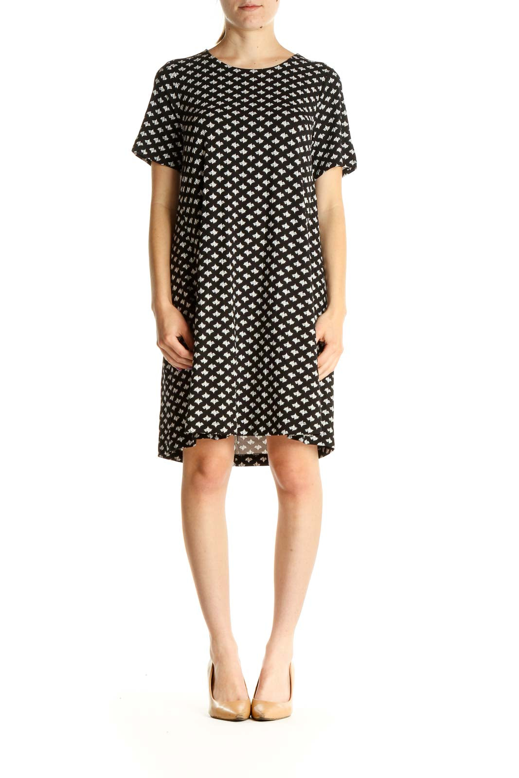 Black Printed Day Shift Dress