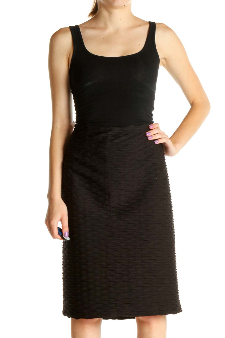 Black Solid Brunch Pencil Skirt