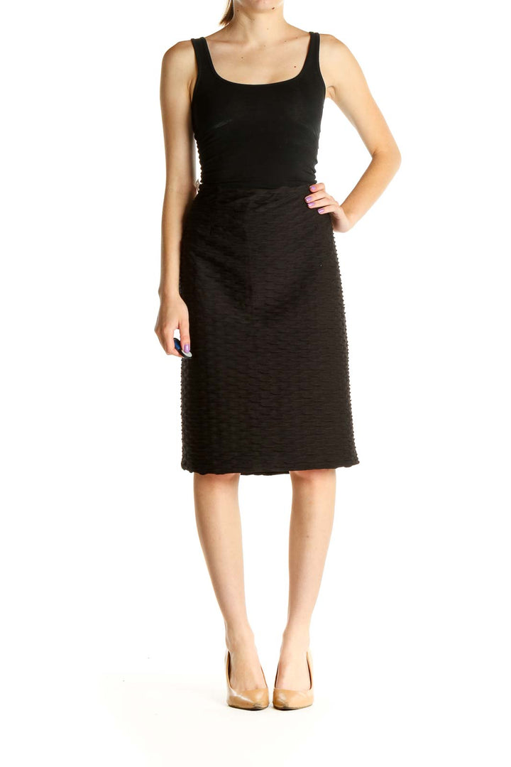 Black Solid Brunch Pencil Skirt