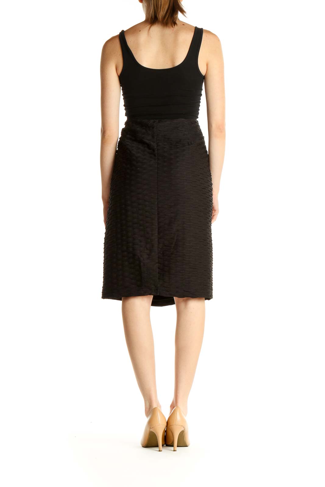 Black Solid Brunch Pencil Skirt