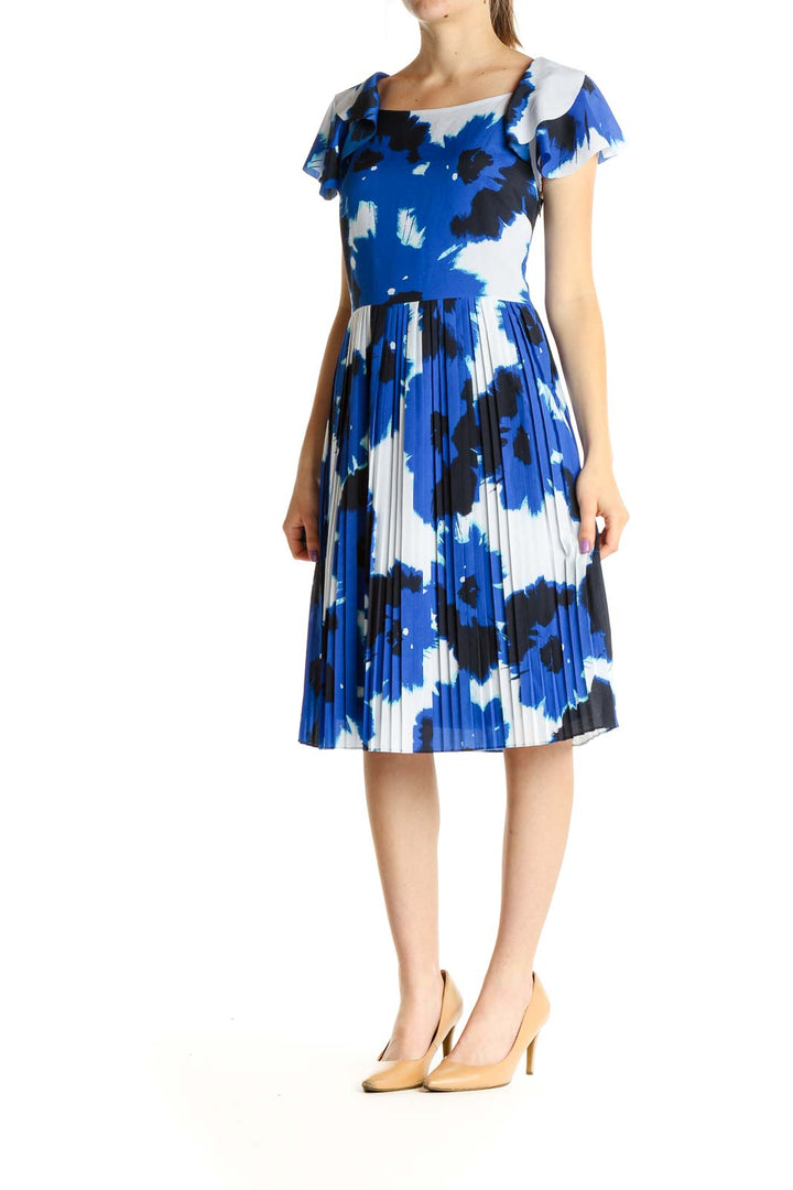 Blue Floral Print Day Fit & Flare Dress