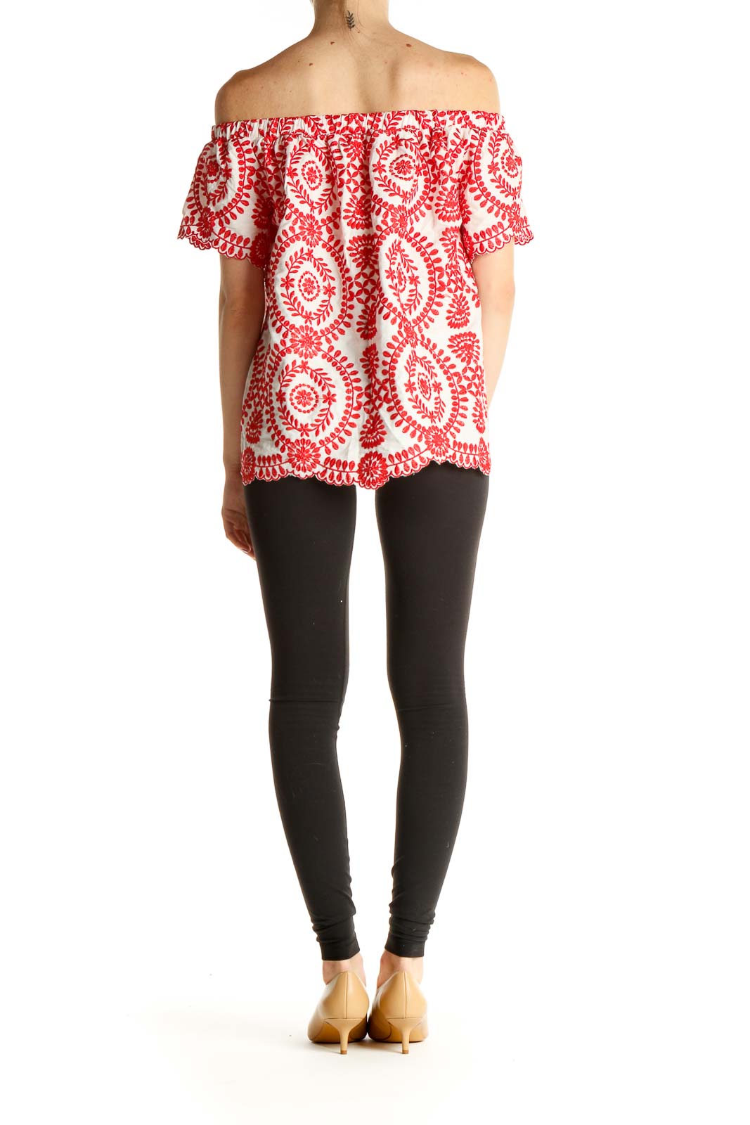 Red Printed Holiday Blouse