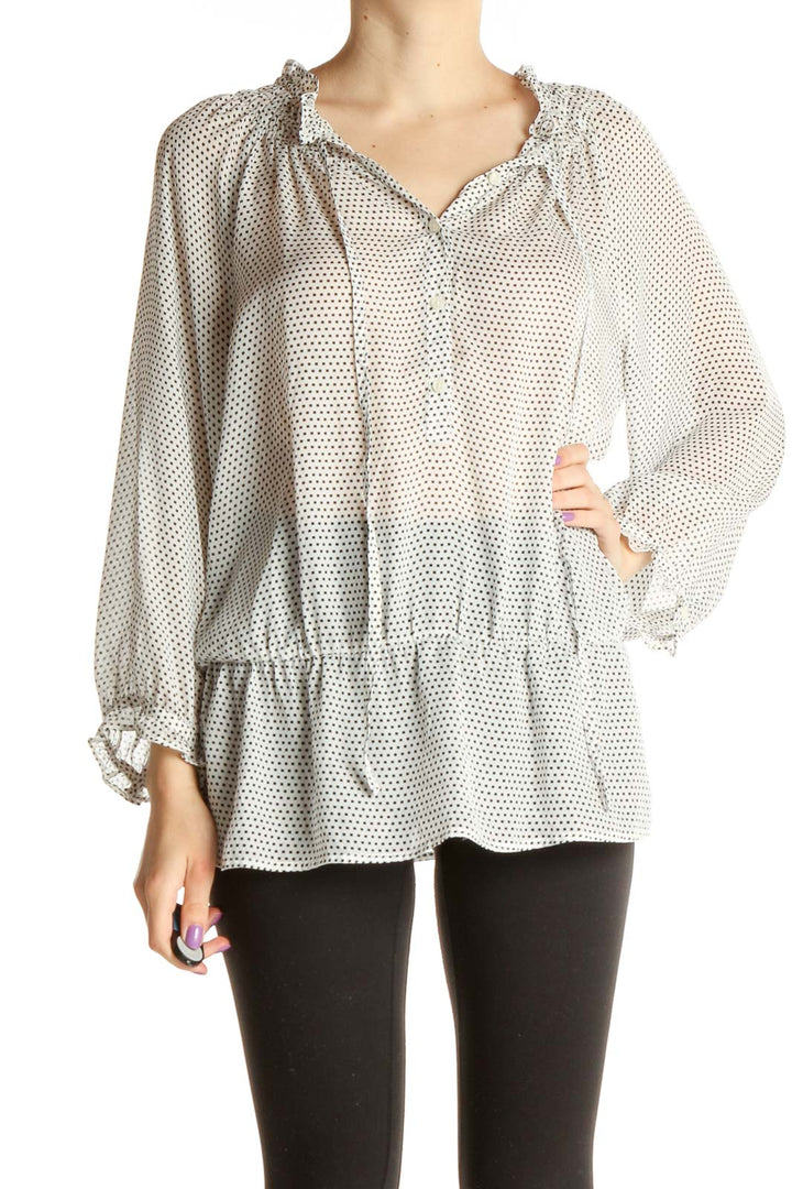 White Polka Dot Retro Blouse