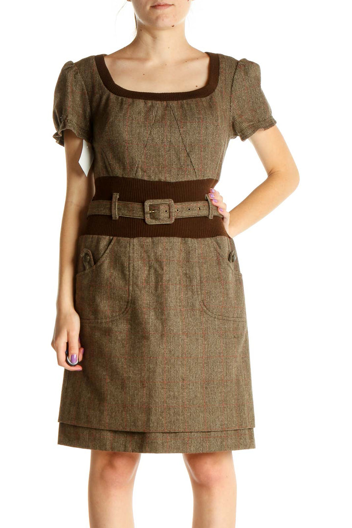 Brown Work Sheath Dress