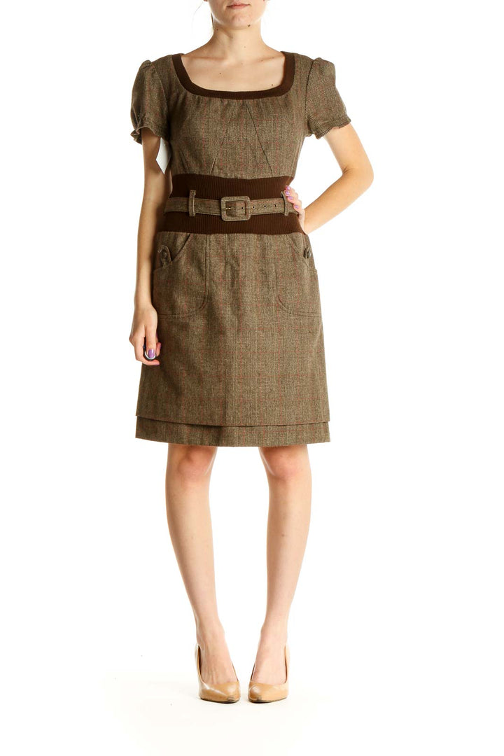 Brown Work Sheath Dress