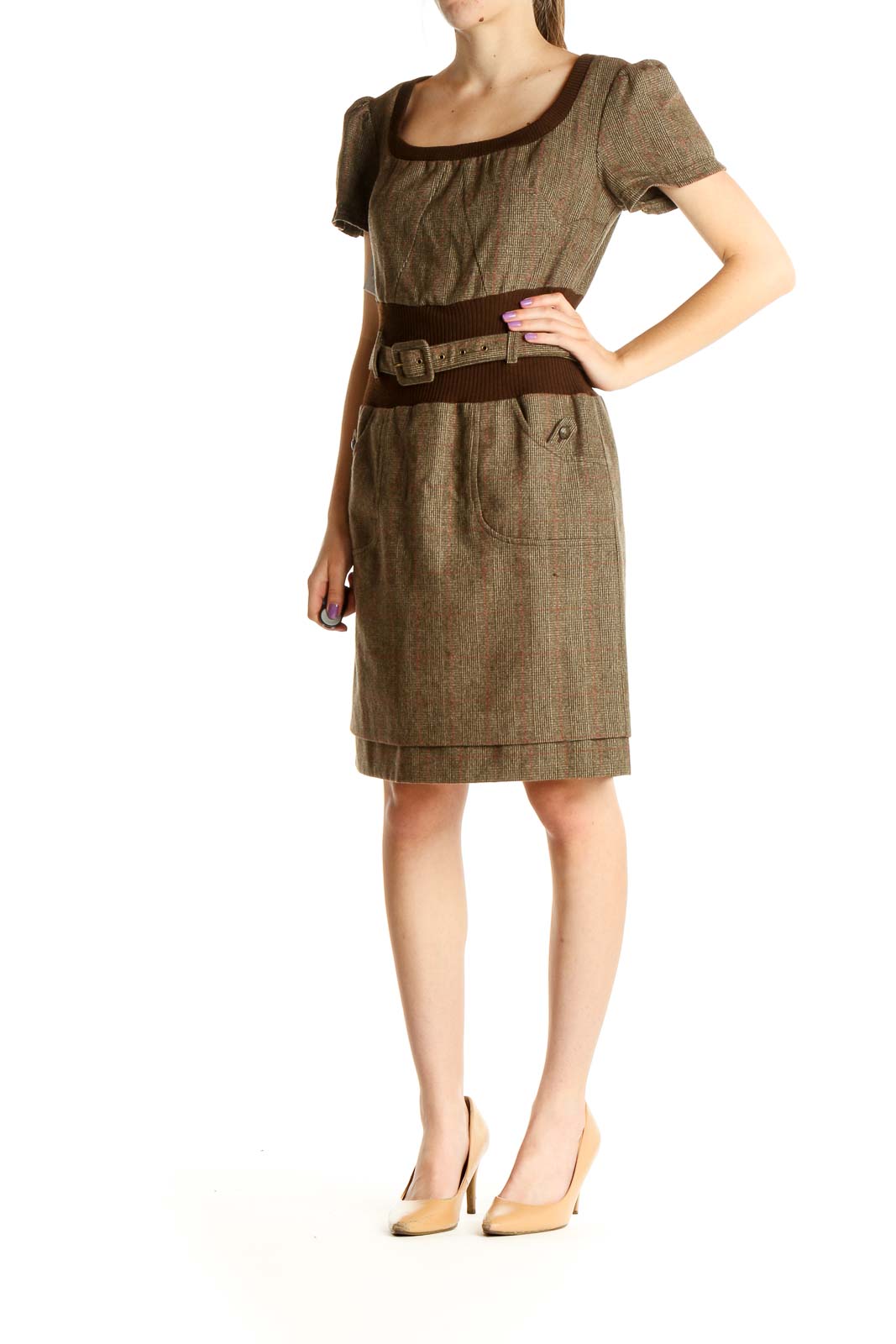 Brown Work Sheath Dress