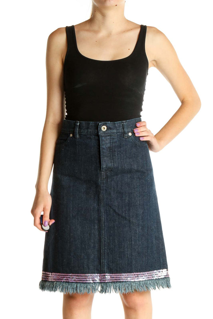 Blue Retro A-Line Skirt