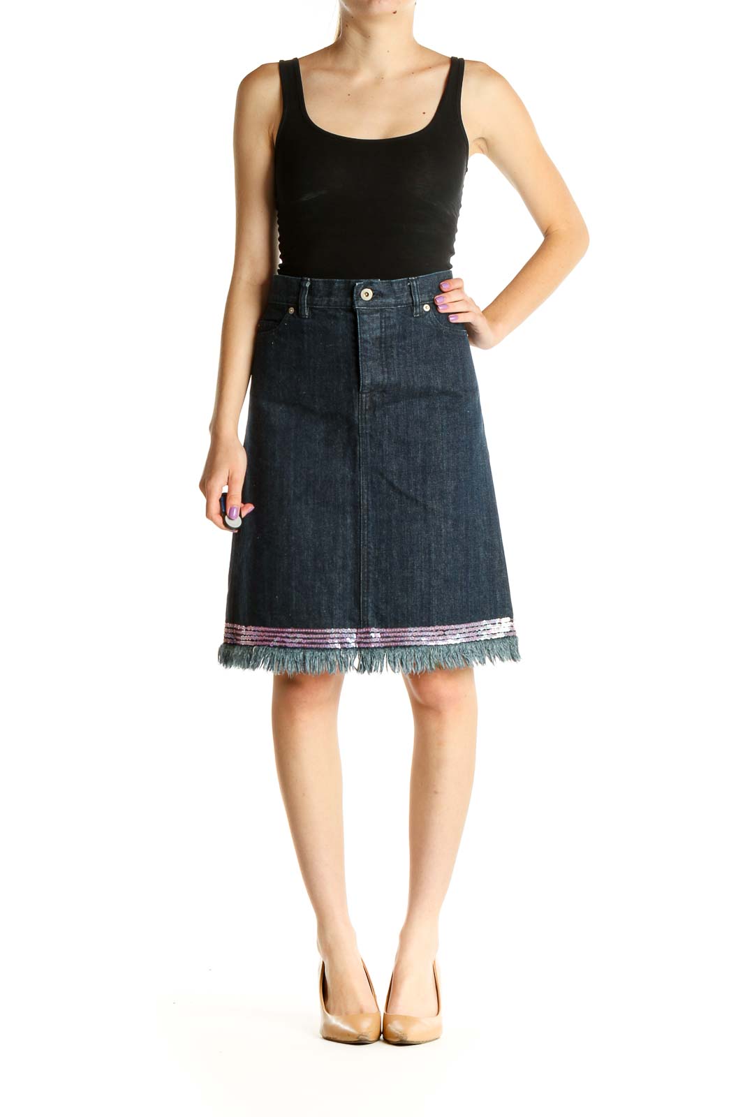 Blue Retro A-Line Skirt