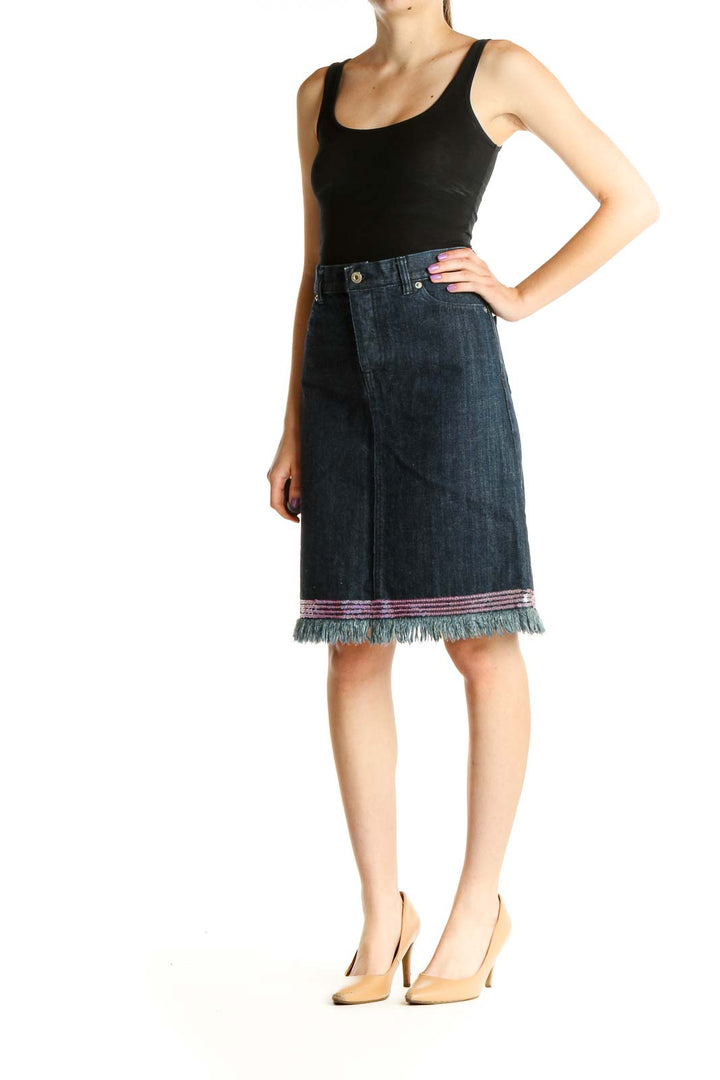 Blue Retro A-Line Skirt