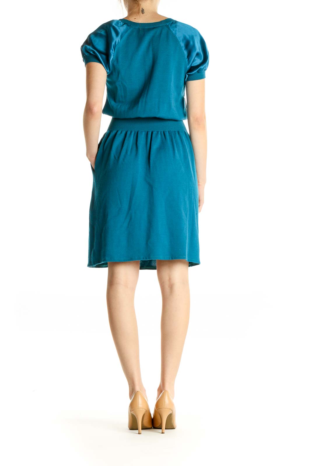 Blue Solid Retro Fit & Flare Dress