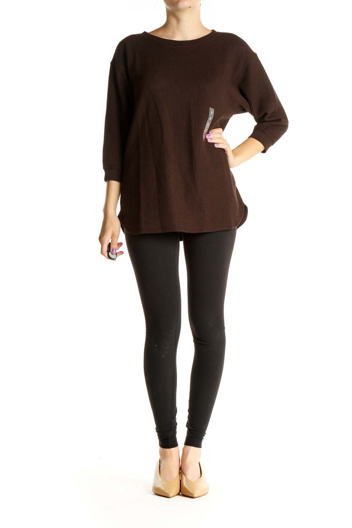 Brown Waffle Knit Shirt