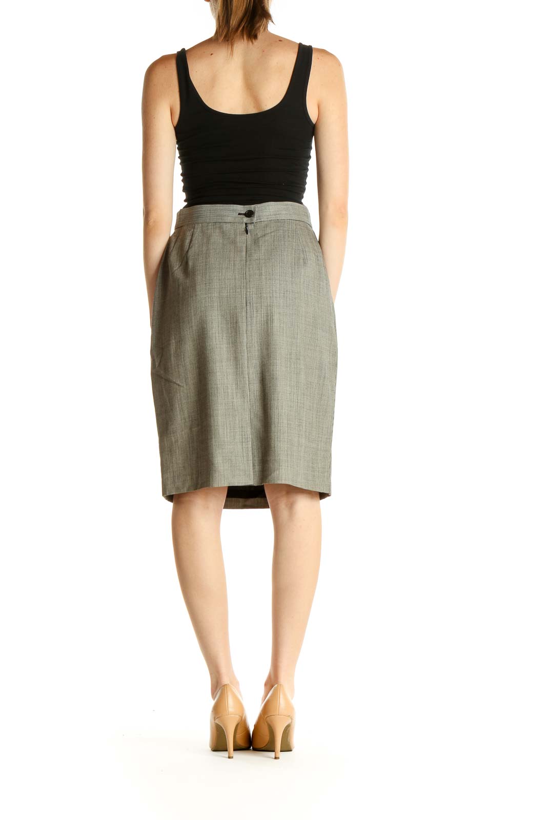 Gray Textured Brunch Pencil Skirt