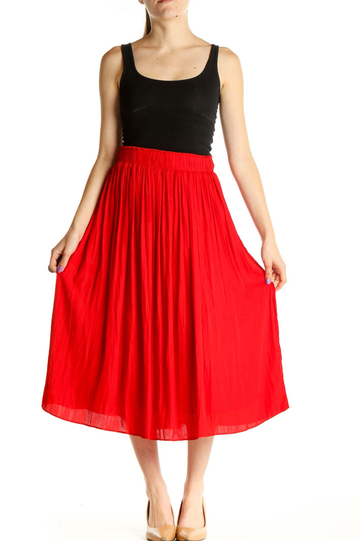 Red Retro Flared Skirt