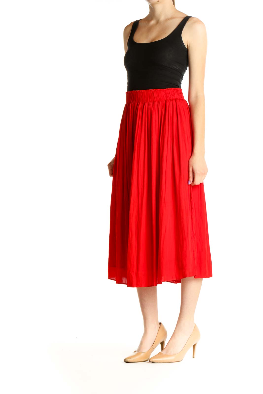 Red Retro Flared Skirt