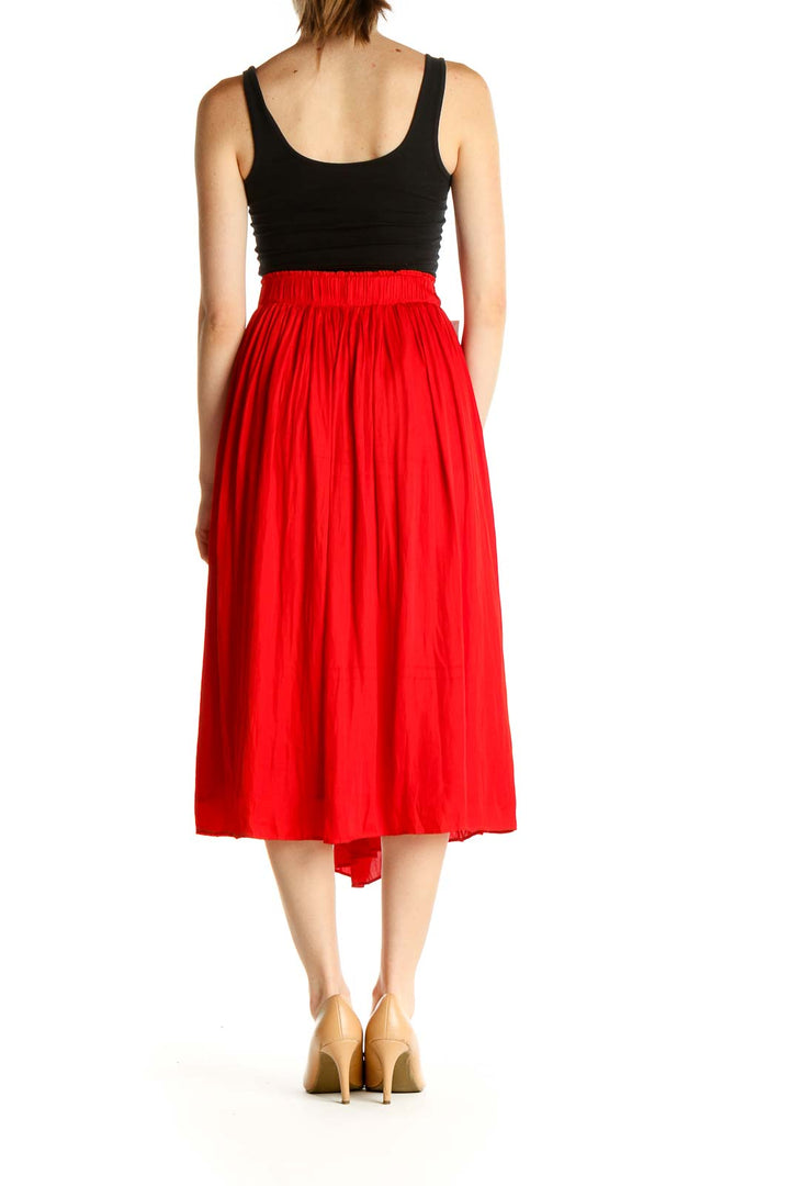 Red Retro Flared Skirt