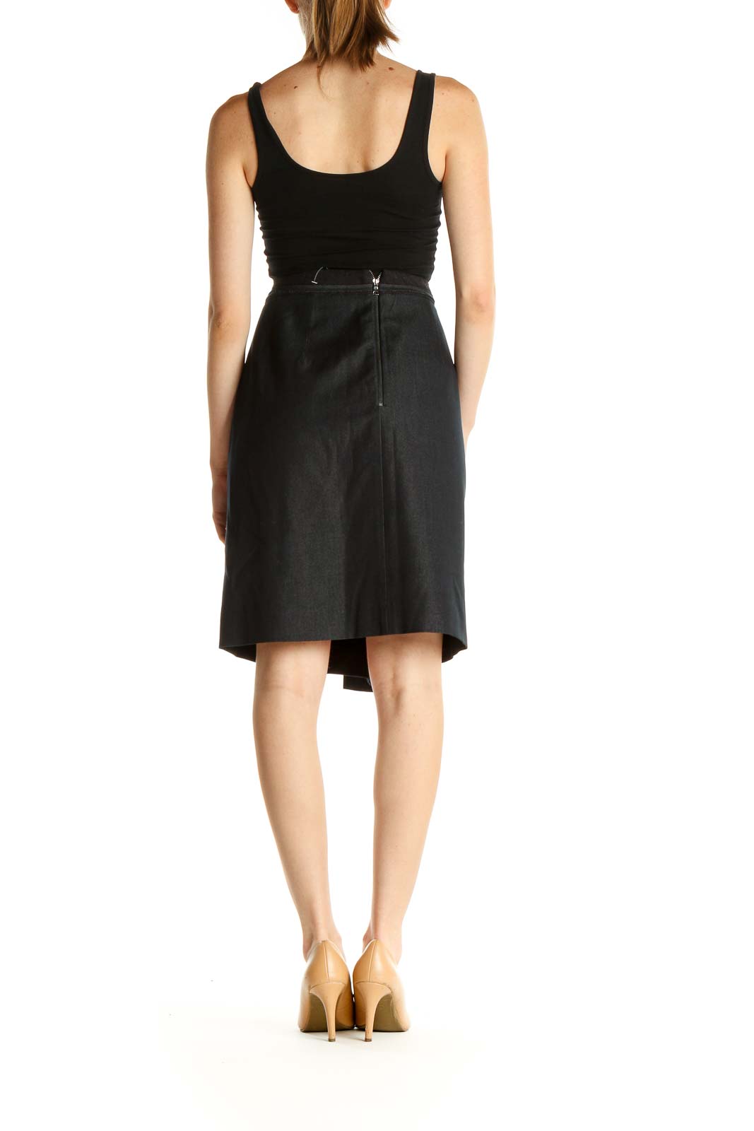 Black Solid Brunch Pencil Skirt